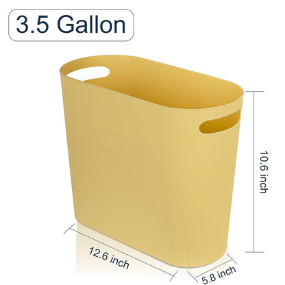 Small Trash Can, 3.5 Gallon Slim Garbage Can Plastic Waste Basket with Handles Container Bin for Narrow Spaces Bathroom, Bedroom, Kitchen, Office at Home, Black