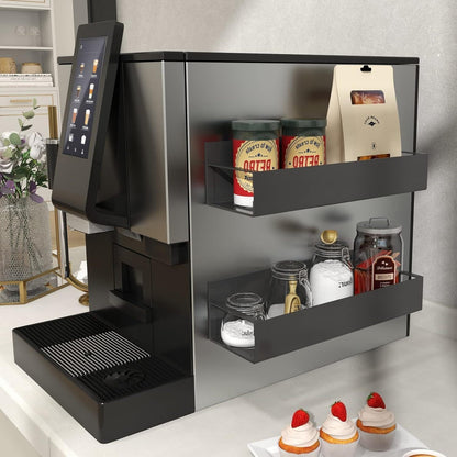 2 Pack Magnetic Spice Storage Rack Organizer for Refrigerator and Oven, Moveable Magnetic Spice Organizer, Black Metal Strong Magnetic Shelf for Fridge and Microwave Oven