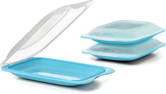 Set 4 cold meat container, with lid and body removed, in four colours, reusable and stackable, made of BpA-free plastic