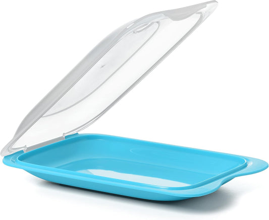 Set 4 cold meat container, with lid and body removed, in four colours, reusable and stackable, made of BpA-free plastic