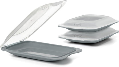 Set 4 cold meat container, with lid and body removed, in four colours, reusable and stackable, made of BpA-free plastic
