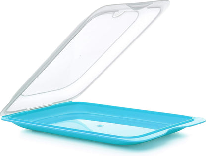 Set 4 cold meat container, with lid and body removed, in four colours, reusable and stackable, made of BpA-free plastic