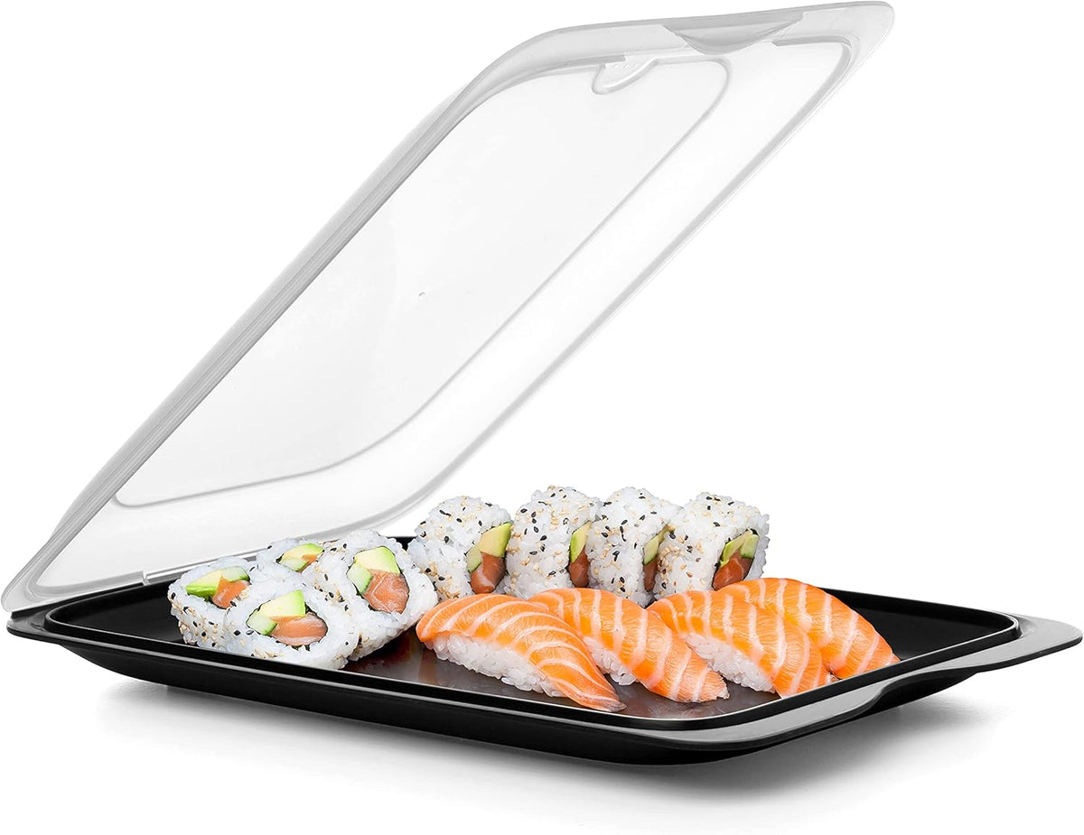 Set 4 cold meat container, with lid and body removed, in four colours, reusable and stackable, made of BpA-free plastic