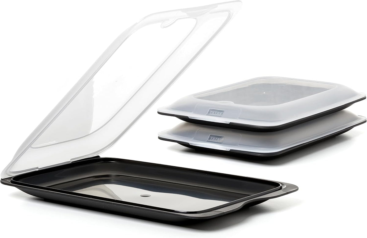 Set 4 cold meat container, with lid and body removed, in four colours, reusable and stackable, made of BpA-free plastic