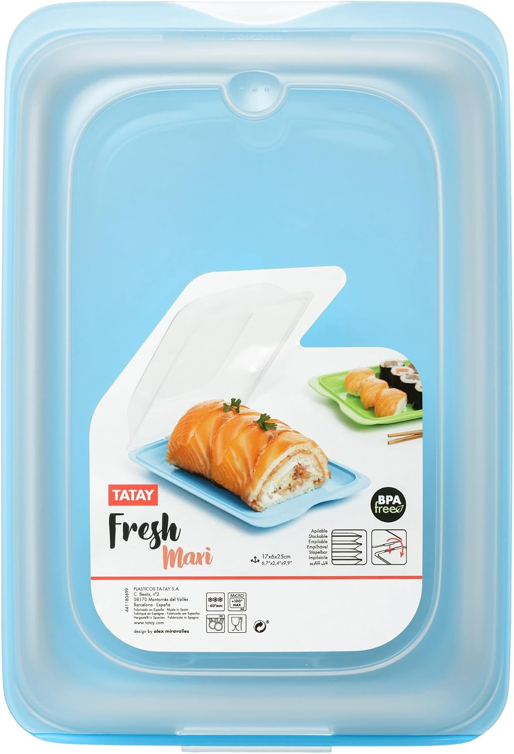 Set 4 cold meat container, with lid and body removed, in four colours, reusable and stackable, made of BpA-free plastic