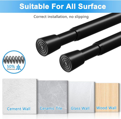 2 Pack Spring Loaded Tension Rod 17-41" Tension Curtain Rods tension