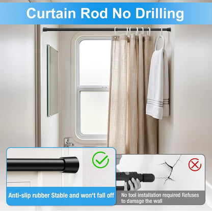 2 Pack Spring Loaded Tension Rod 17-41" Tension Curtain Rods tension
