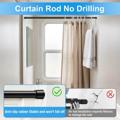 2 Pack Spring Loaded Tension Rod 17-41" Tension Curtain Rods tension