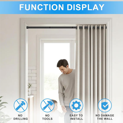 2 Pack Spring Loaded Tension Rod 17-41" Tension Curtain Rods tension