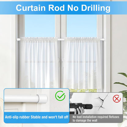 2 Pack Spring Loaded Tension Rod 17-41" Tension Curtain Rods tension