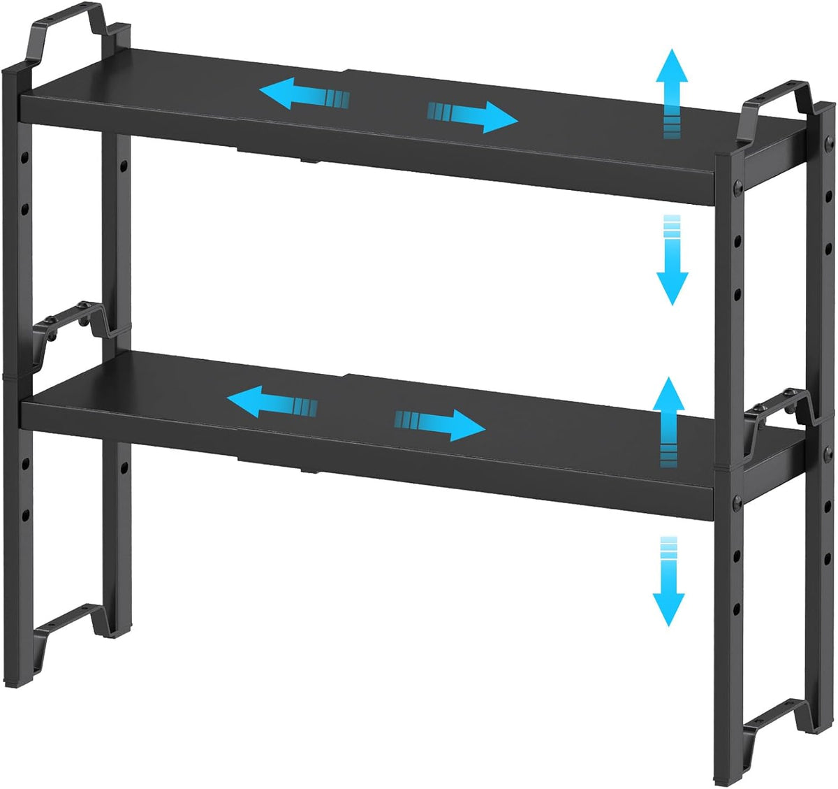 Set of 2 Expandable Kitchen Cabinet Shelves Organizers, Stackable Adjustable Small Storage Shelf Rack Stand For Pantry Cabinet Cupboard Kitchen Counter Organization, 22 lbs Capacity, Length:20.5"