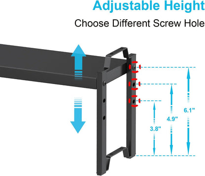 Set of 2 Expandable Kitchen Cabinet Shelves Organizers, Stackable Adjustable Small Storage Shelf Rack Stand For Pantry Cabinet Cupboard Kitchen Counter Organization, 22 lbs Capacity, Length:20.5"