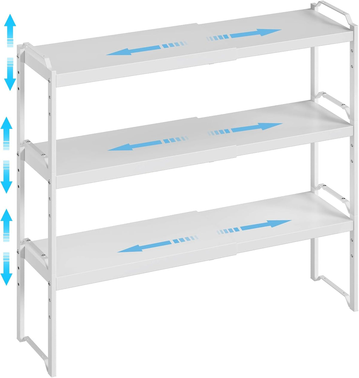 Set of 2 Expandable Kitchen Cabinet Shelves Organizers, Stackable Adjustable Small Storage Shelf Rack Stand For Pantry Cabinet Cupboard Kitchen Counter Organization, 22 lbs Capacity, Length:20.5"