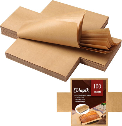 Unbleached Parchment Paper Loaf Pan Liner - Precut 9''x5'' Non-Stick, Fits 8.5''x4.5''/10''x5'' Loaf Pans, Heat-Resistant 430°F BPA-Free Food-Safe for Bread Baking