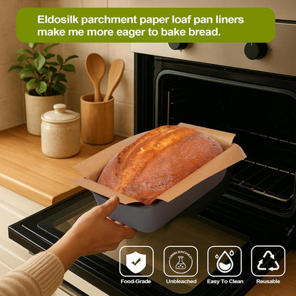 Unbleached Parchment Paper Loaf Pan Liner - Precut 9''x5'' Non-Stick, Fits 8.5''x4.5''/10''x5'' Loaf Pans, Heat-Resistant 430°F BPA-Free Food-Safe for Bread Baking