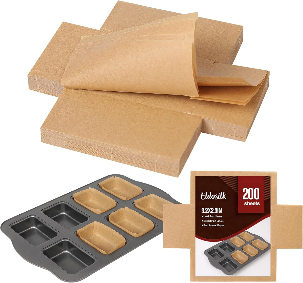 Unbleached Parchment Paper Loaf Pan Liner - Precut 9''x5'' Non-Stick, Fits 8.5''x4.5''/10''x5'' Loaf Pans, Heat-Resistant 430°F BPA-Free Food-Safe for Bread Baking