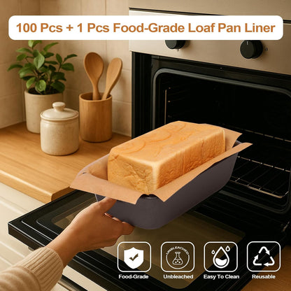Unbleached Parchment Paper Loaf Pan Liner - Precut 9''x5'' Non-Stick, Fits 8.5''x4.5''/10''x5'' Loaf Pans, Heat-Resistant 430°F BPA-Free Food-Safe for Bread Baking