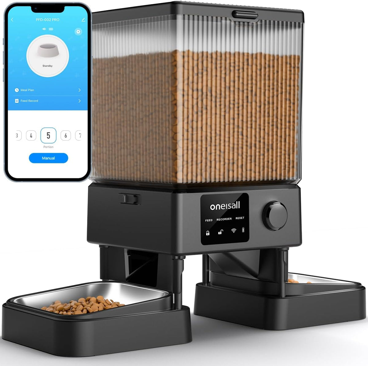 5G WiFi Automatic Cat Feeder for 2 Cats, App Control, 20 Cups/5L