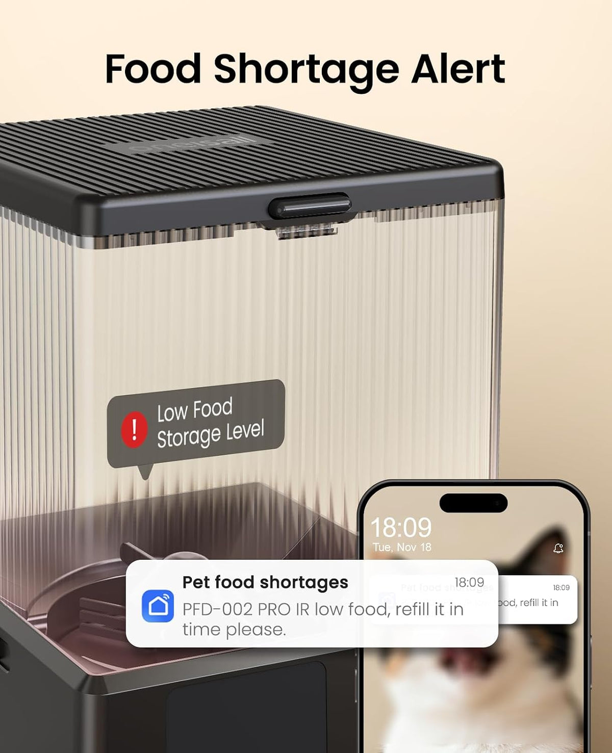 5G WiFi Automatic Cat Feeder for 2 Cats, App Control, 20 Cups/5L
