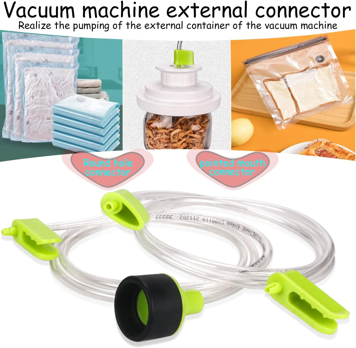 Accessory Hose Compatible with FoodSaver Vacuum Sealer，Suitable for all sealing zipper bags, wine plugs, jar seals, vacuum sealing agents (accessory hose compatible with foodsaver)