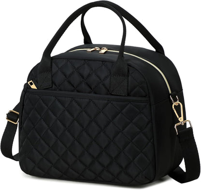 Lunch Box for Women Insulated Lunch Bag Lunchbox Cooler Thermal Leakproof Quilted Reusable Lunch Tote Bag for Work School Travel Picnic (Black) - Colors B