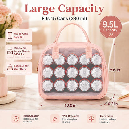 Lunch Box for Women Insulated Lunch Bag Lunchbox Cooler Thermal Leakproof Quilted Reusable Lunch Tote Bag for Work School Travel Picnic (Black) - Colors B