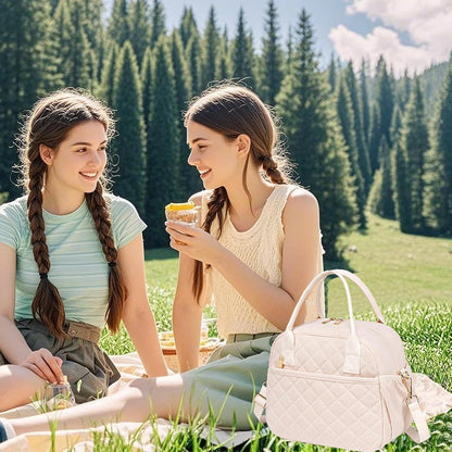 Lunch Box for Women Insulated Lunch Bag Lunchbox Cooler Thermal Leakproof Quilted Reusable Lunch Tote Bag for Work School Travel Picnic (Black) - Colors B