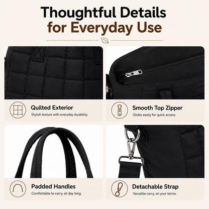 Lunch Box for Women Insulated Lunch Bag Lunchbox Cooler Thermal Leakproof Quilted Reusable Lunch Tote Bag for Work School Travel Picnic (Black) - Colors B