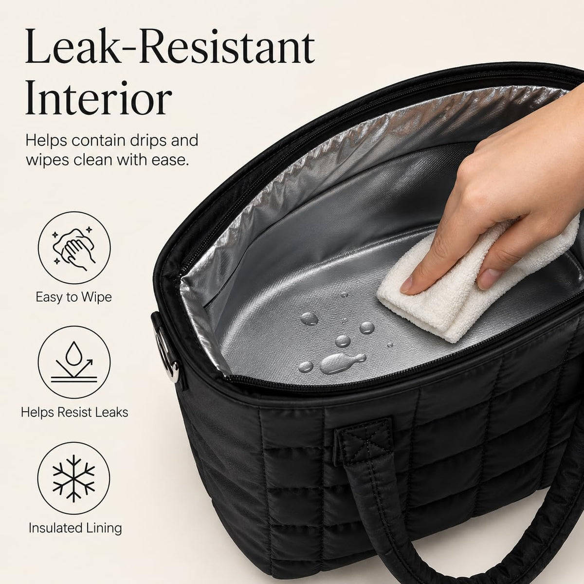 Lunch Box for Women Insulated Lunch Bag Lunchbox Cooler Thermal Leakproof Quilted Reusable Lunch Tote Bag for Work School Travel Picnic (Black) - Colors B