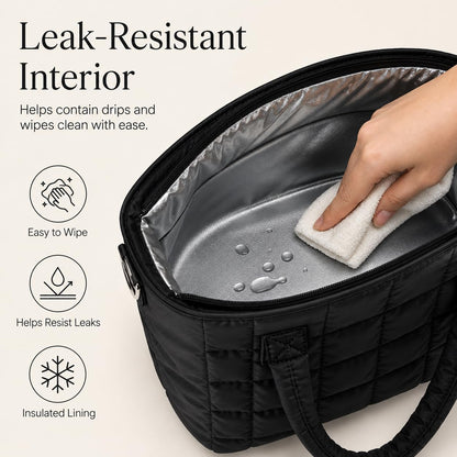 Lunch Box for Women Insulated Lunch Bag Lunchbox Cooler Thermal Leakproof Quilted Reusable Lunch Tote Bag for Work School Travel Picnic (Black) - Colors B