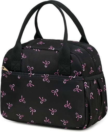 Lunch Box for Women Insulated Lunch Bag Lunchbox Cooler Thermal Leakproof Quilted Reusable Lunch Tote Bag for Work School Travel Picnic (Black) - Colors B