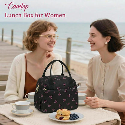 Lunch Box for Women Insulated Lunch Bag Lunchbox Cooler Thermal Leakproof Quilted Reusable Lunch Tote Bag for Work School Travel Picnic (Black) - Colors B