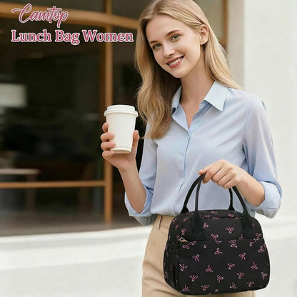 Lunch Box for Women Insulated Lunch Bag Lunchbox Cooler Thermal Leakproof Quilted Reusable Lunch Tote Bag for Work School Travel Picnic (Black) - Colors B