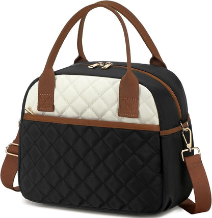 Lunch Box for Women Insulated Lunch Bag Lunchbox Cooler Thermal Leakproof Quilted Reusable Lunch Tote Bag for Work School Travel Picnic (Black) - Colors B