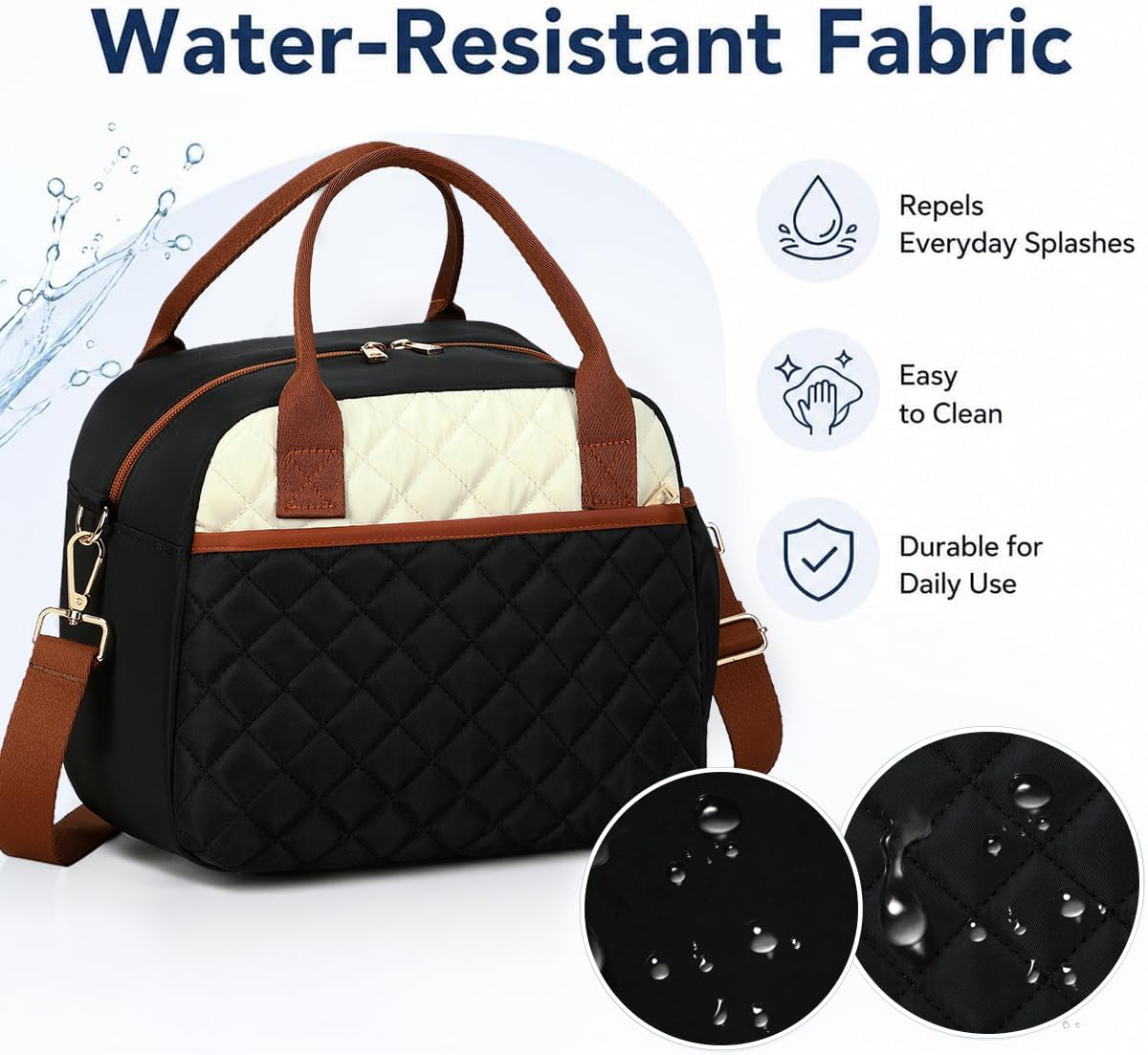 Lunch Box for Women Insulated Lunch Bag Lunchbox Cooler Thermal Leakproof Quilted Reusable Lunch Tote Bag for Work School Travel Picnic (Black) - Colors B
