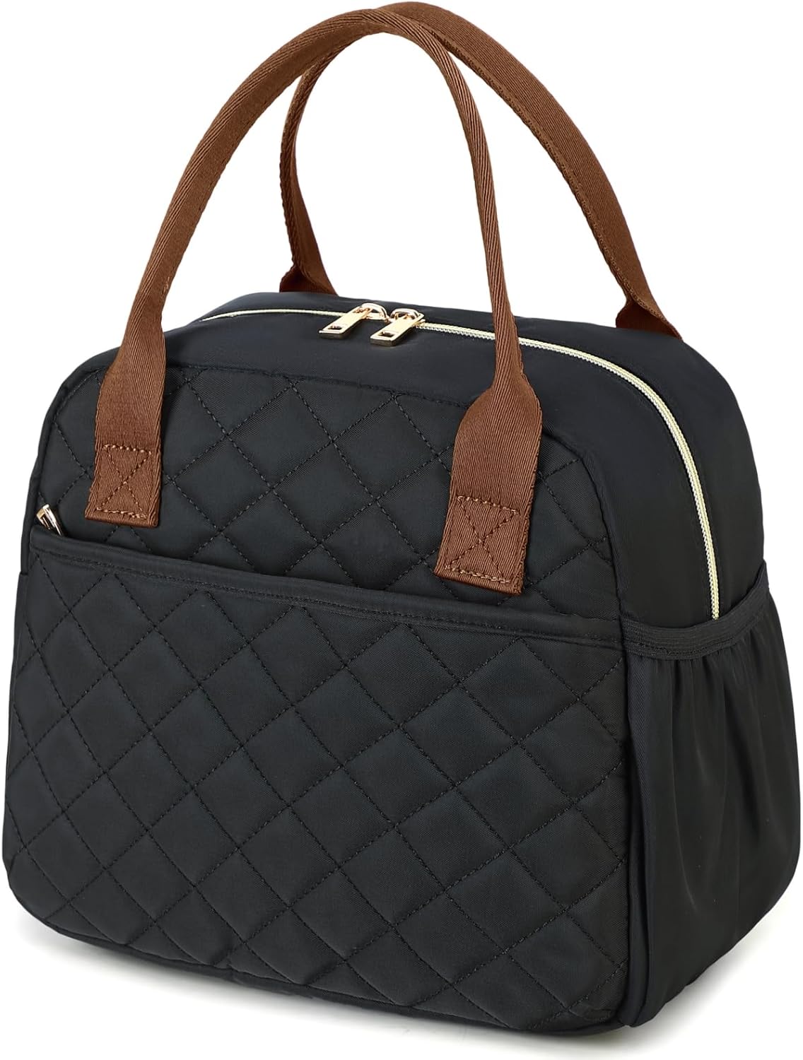 Lunch Box for Women Insulated Lunch Bag Lunchbox Cooler Thermal Leakproof Quilted Reusable Lunch Tote Bag for Work School Travel Picnic (Black) - Colors B