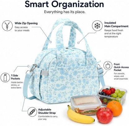 Lunch Box for Women Insulated Lunch Bag Lunchbox Cooler Thermal Leakproof Quilted Reusable Lunch Tote Bag for Work School Travel Picnic (Black) - Colors B