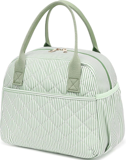 Lunch Box for Women Insulated Lunch Bag Lunchbox Cooler Thermal Leakproof Quilted Reusable Lunch Tote Bag for Work School Travel Picnic (Black) - Colors B