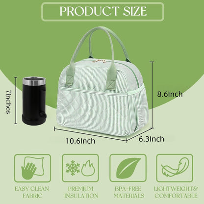 Lunch Box for Women Insulated Lunch Bag Lunchbox Cooler Thermal Leakproof Quilted Reusable Lunch Tote Bag for Work School Travel Picnic (Black) - Colors B