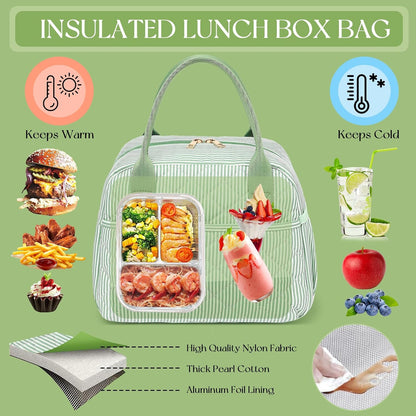 Lunch Box for Women Insulated Lunch Bag Lunchbox Cooler Thermal Leakproof Quilted Reusable Lunch Tote Bag for Work School Travel Picnic (Black) - Colors B