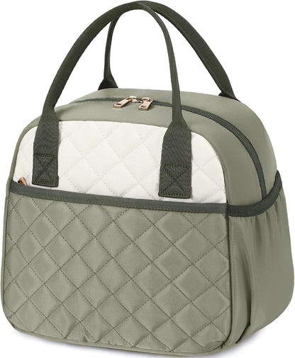 Lunch Box for Women Insulated Lunch Bag Lunchbox Cooler Thermal Leakproof Quilted Reusable Lunch Tote Bag for Work School Travel Picnic (Black) - Colors B
