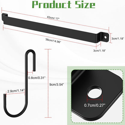 Wall Mount Kitchen Pot Pan Utensil Hanging Rail Rack with 10 S Hooks