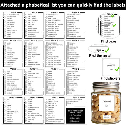 300pcs Pantry Labels for Food Containers, Preprinted Minimalist Waterproof Stickers Removable White Kitchen Food Labels Expiration Date Labels for Organizing Storage Bins Jars Bottles Boxes