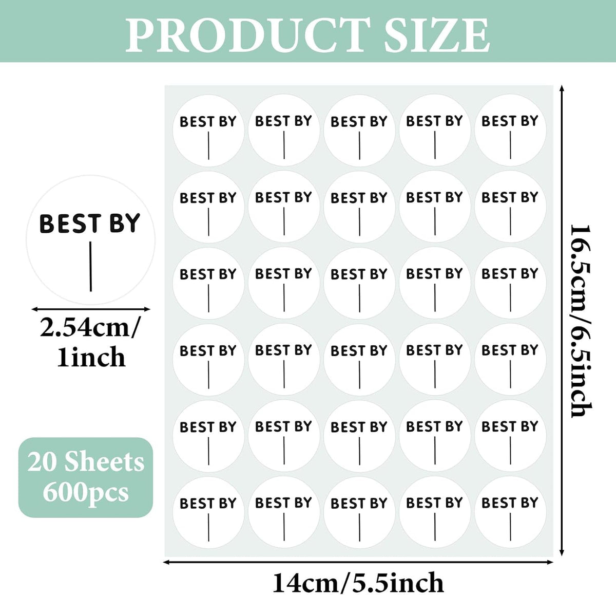 600PCS Expiration Date Food Stickers, Best by Labels, 1 Inch Circle Dot Small Blank Food Date Labels, Best-by/Expiration-Date Label for Food-Containers, Freezer, Restaurant, Food-Service, Prep
