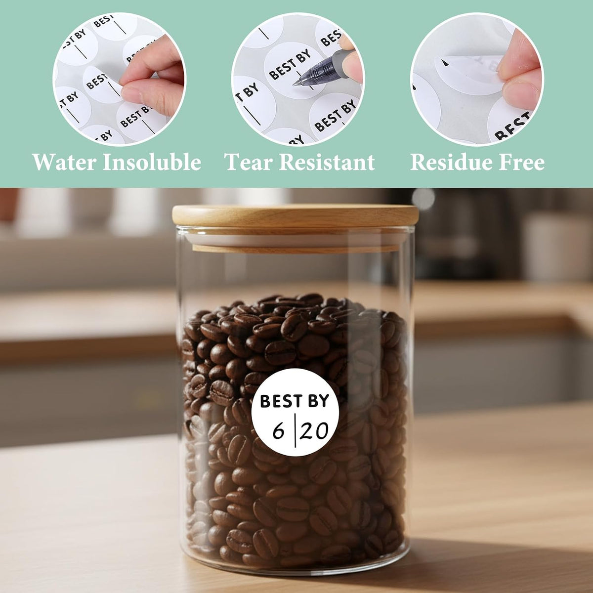 600PCS Expiration Date Food Stickers, Best by Labels, 1 Inch Circle Dot Small Blank Food Date Labels, Best-by/Expiration-Date Label for Food-Containers, Freezer, Restaurant, Food-Service, Prep
