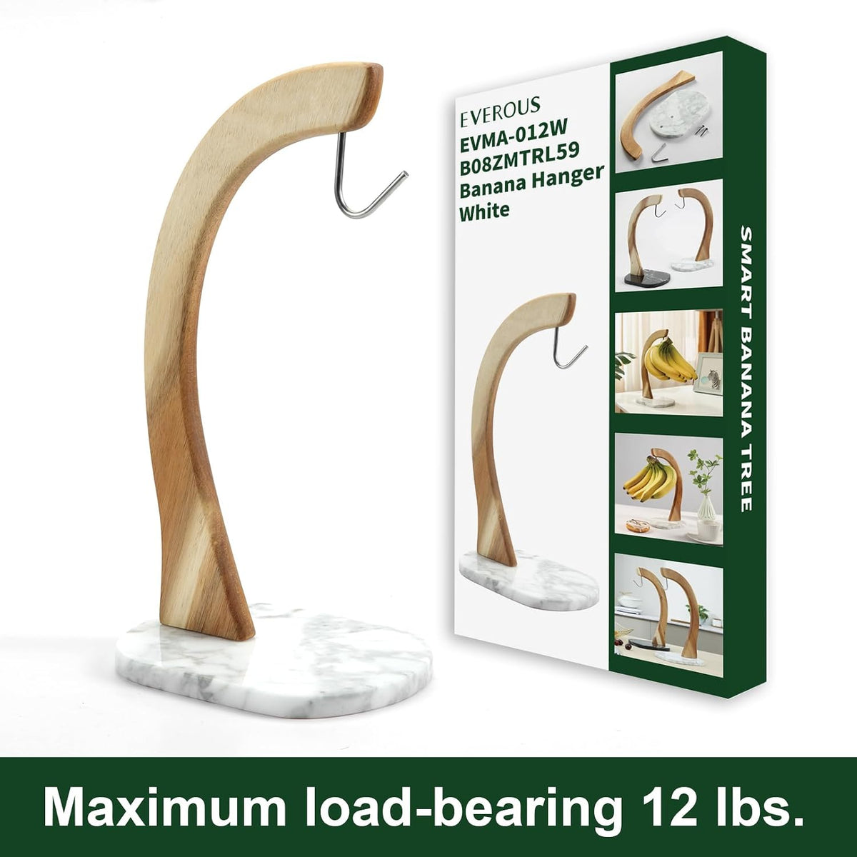 Banana Hanger - Modern Banana Holder Tree Stand with Non-Slip Marble Base