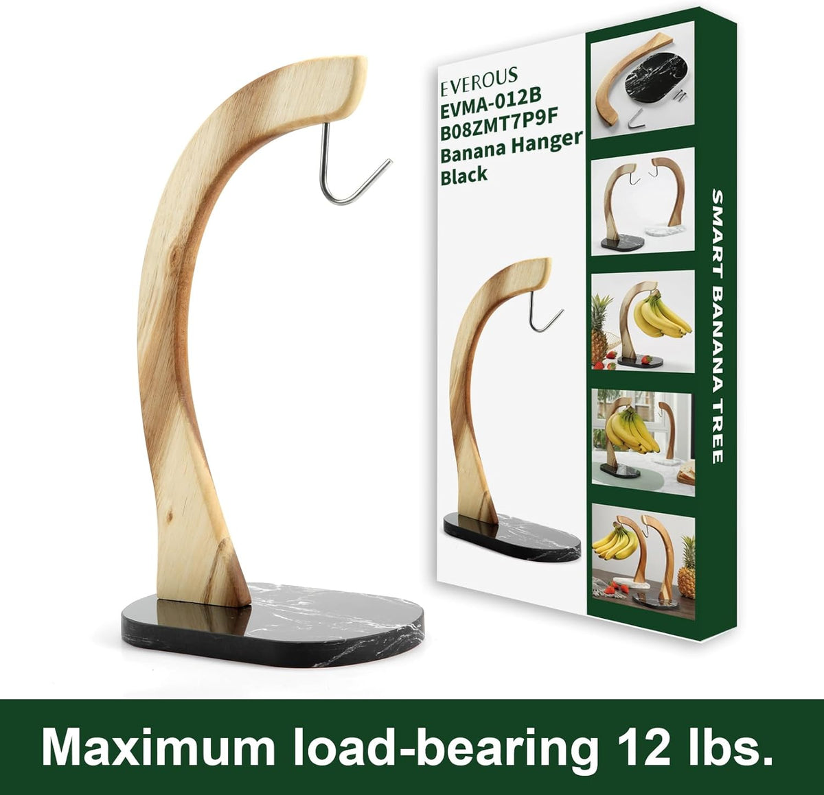 Banana Hanger - Modern Banana Holder Tree Stand with Non-Slip Marble Base