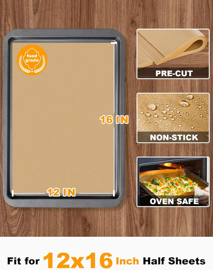 200 Pcs Parchment Paper Baking Sheets, 12x16 Inches, Non-Stick