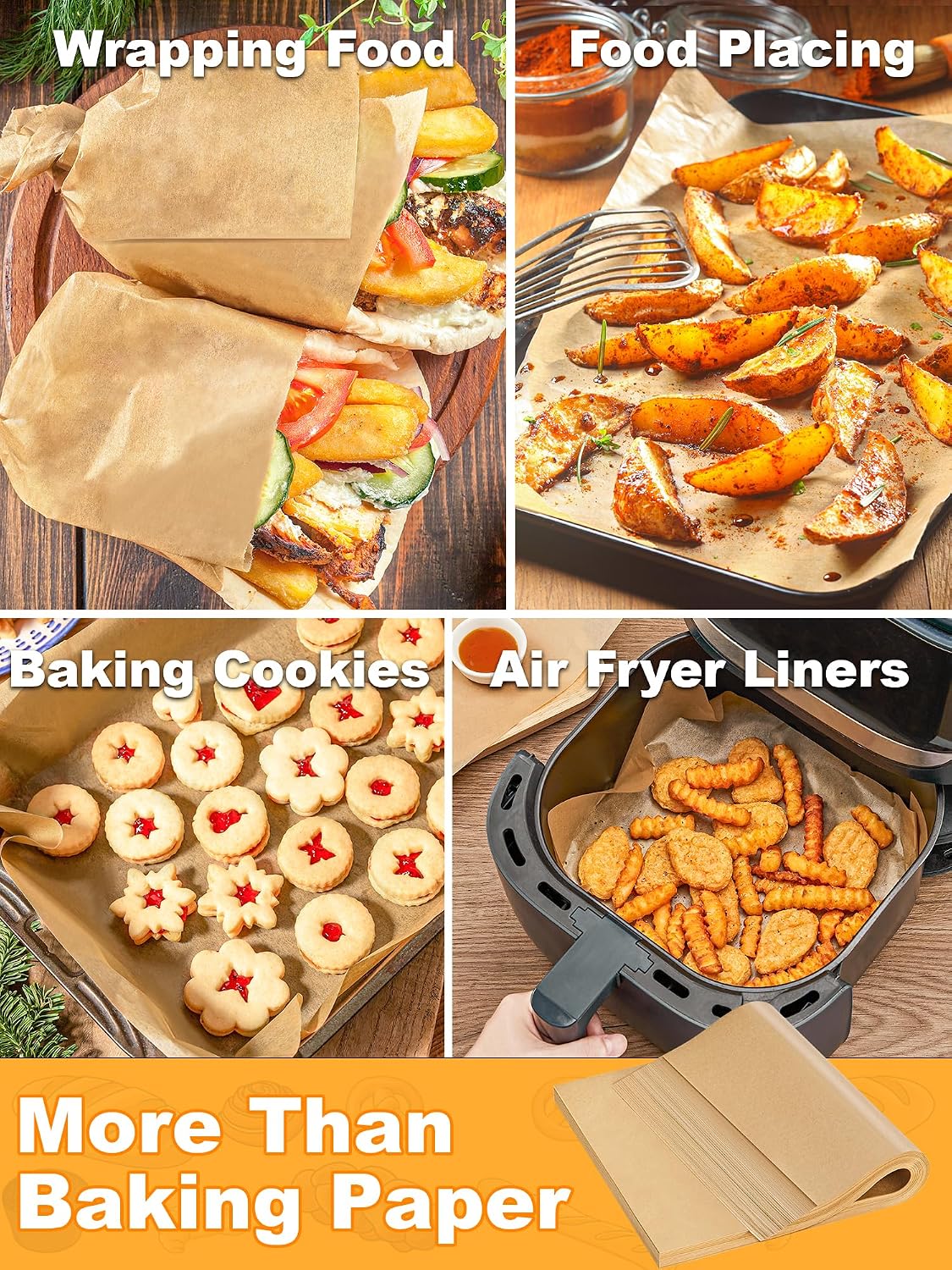 200 Pcs Parchment Paper Baking Sheets, 12x16 Inches, Non-Stick