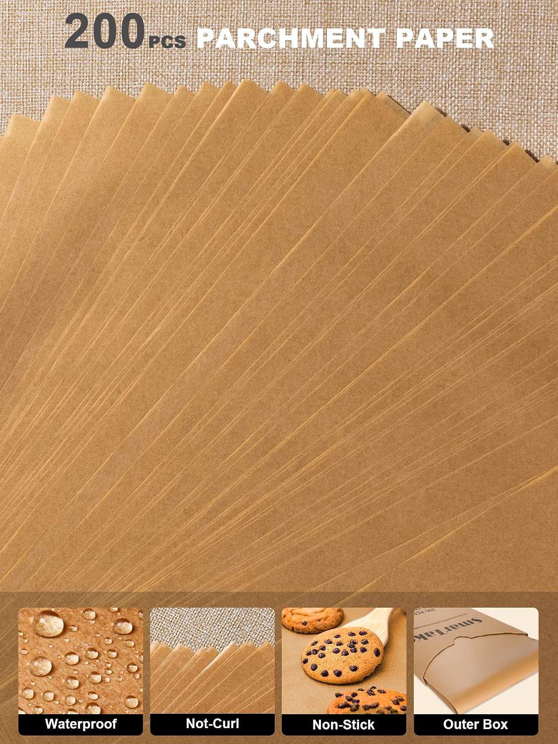 200 Pcs Parchment Paper Baking Sheets, 12x16 Inches, Non-Stick
